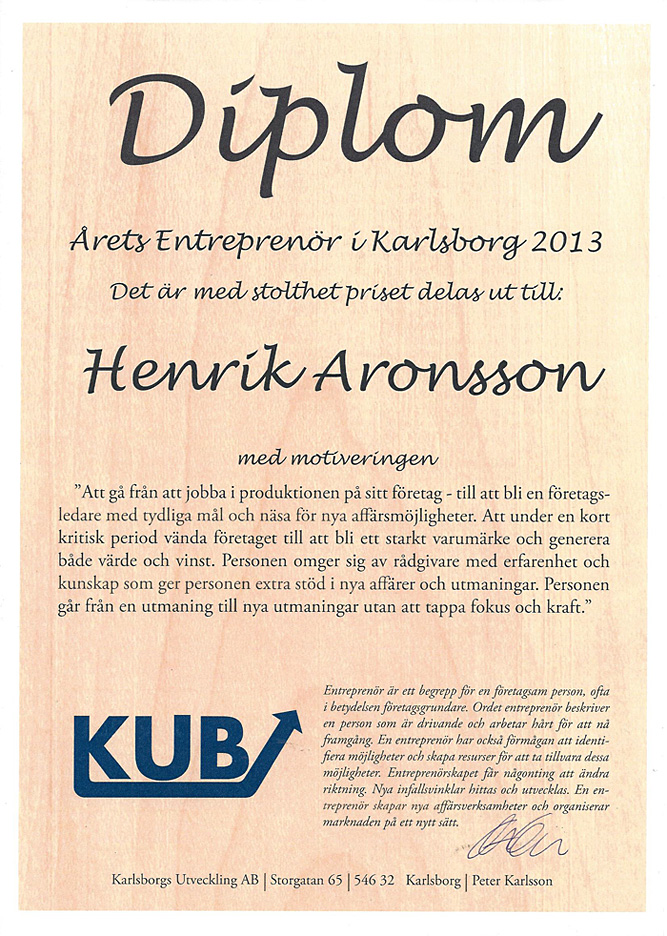 Årets entreprenör i Karlsborg 2013